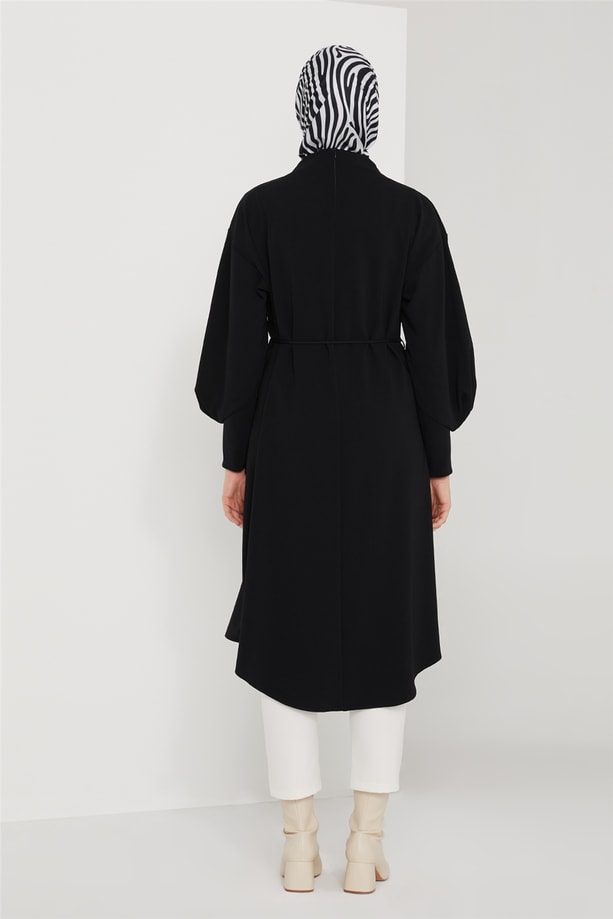 Armine Degaje Yaka Ve Kol Detaylı Tunik 21K4501 Siyah