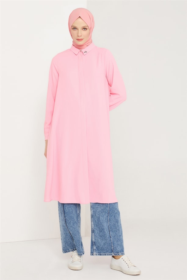 Armine Düşük Kollu Tunik 21K4503 Pembe