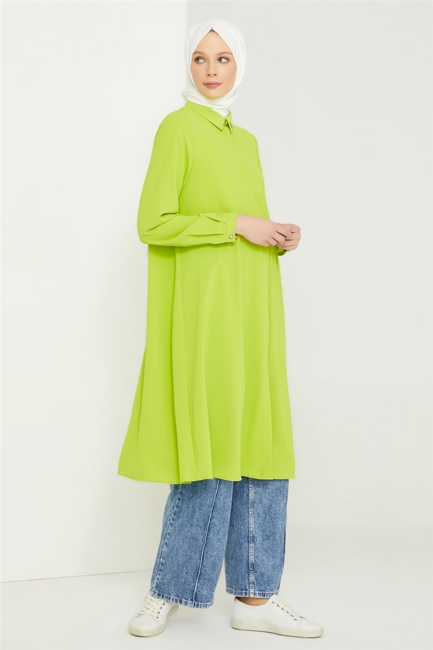 Armine Düşük Kollu Tunik 21K4503 Lime Yeşili
