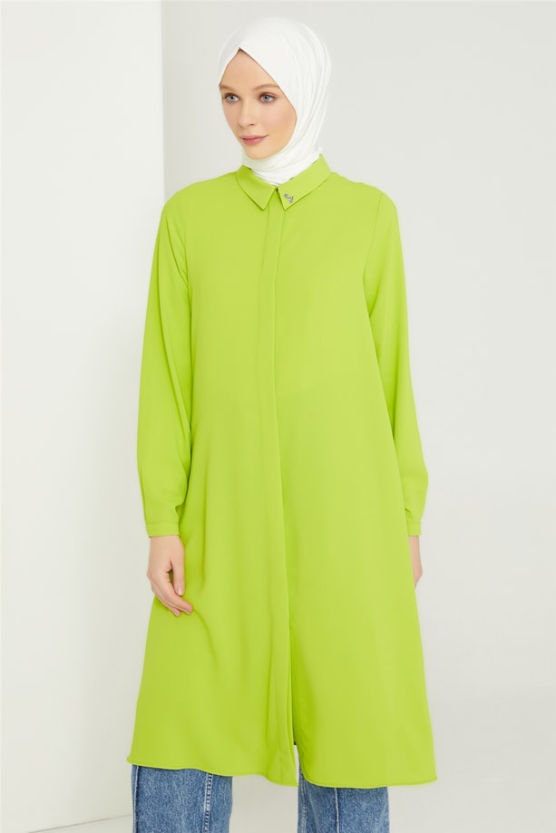 Armine Düşük Kollu Tunik 21K4503 Lime Yeşili