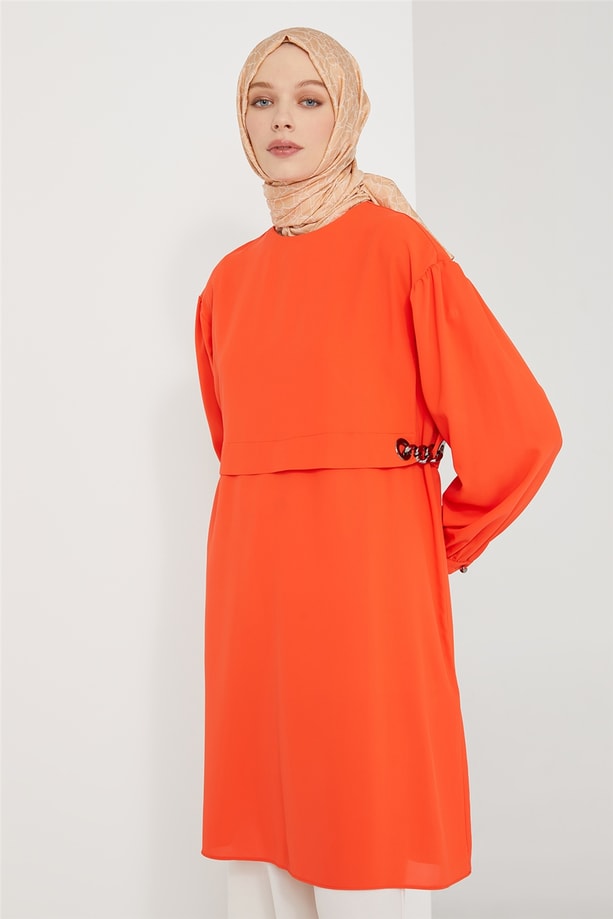 Armine Yanı Zincir Detaylı Tunik 21K4505 Kırmızı