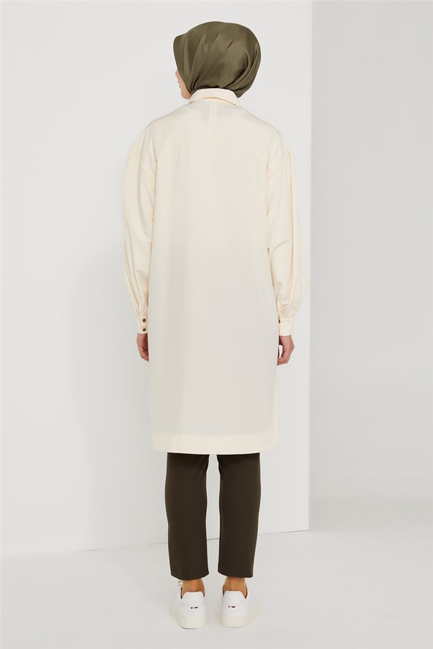 Armine Düğmeli Pamuk Tunik 21K4509 Bej