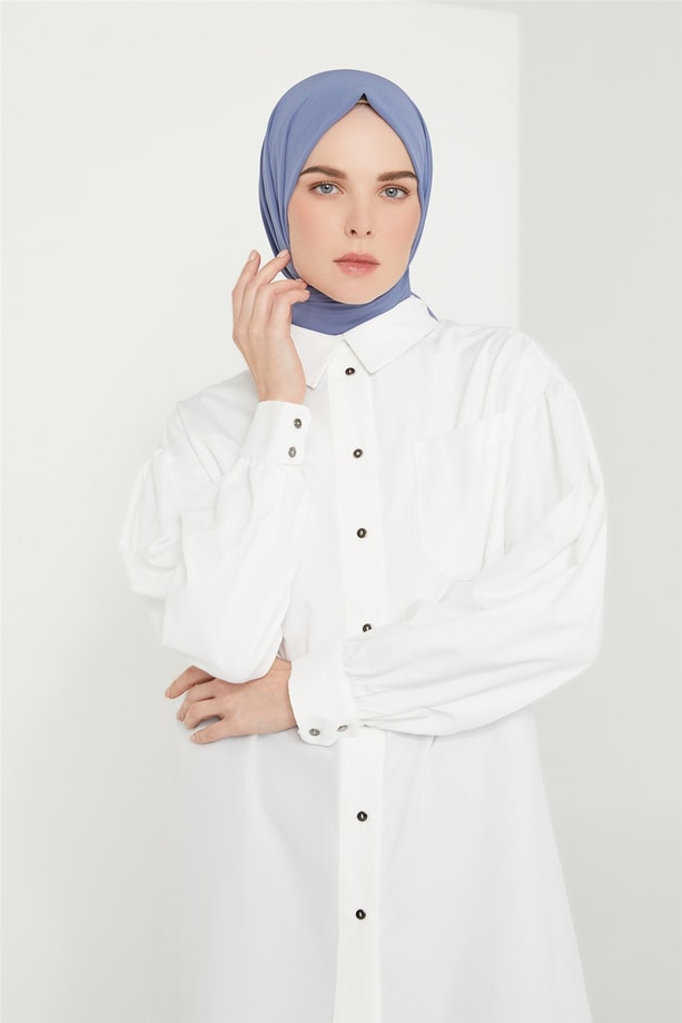 Armine Düğmeli Pamuk Tunik 21K4509 Ekru