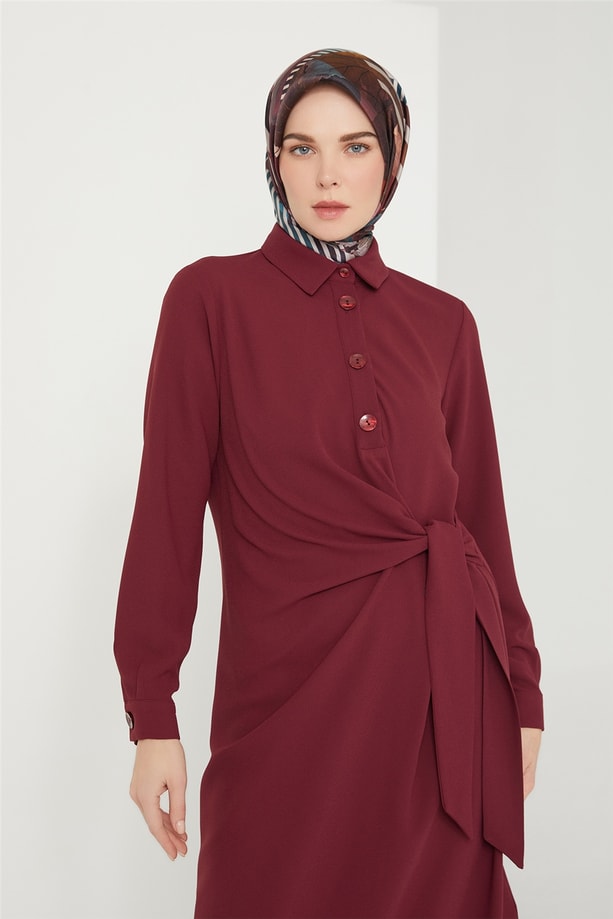 Armine Bel Detaylı Tunik 21K4538 Mürdüm