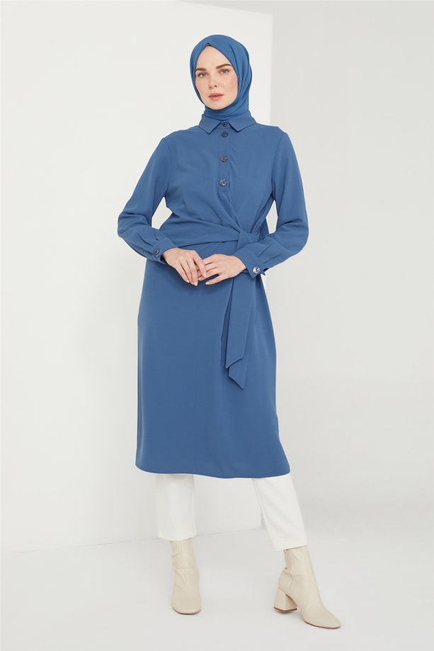 Armine Bel Detaylı Tunik 21K4538 Okyanus