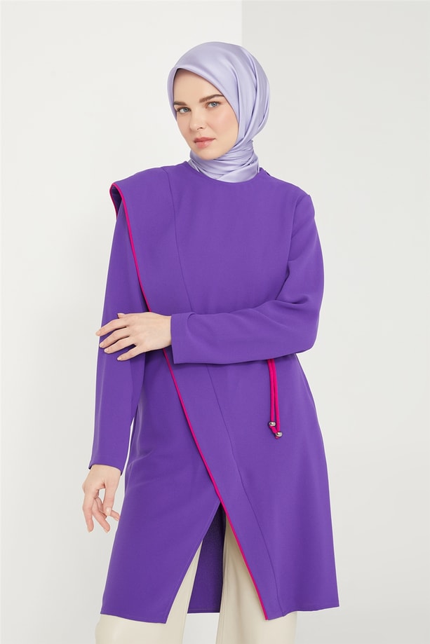 Armine Şerit Biye Detaylı Tunik 21K4539 Ametist
