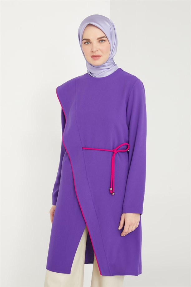 Armine Şerit Biye Detaylı Tunik 21K4539 Ametist