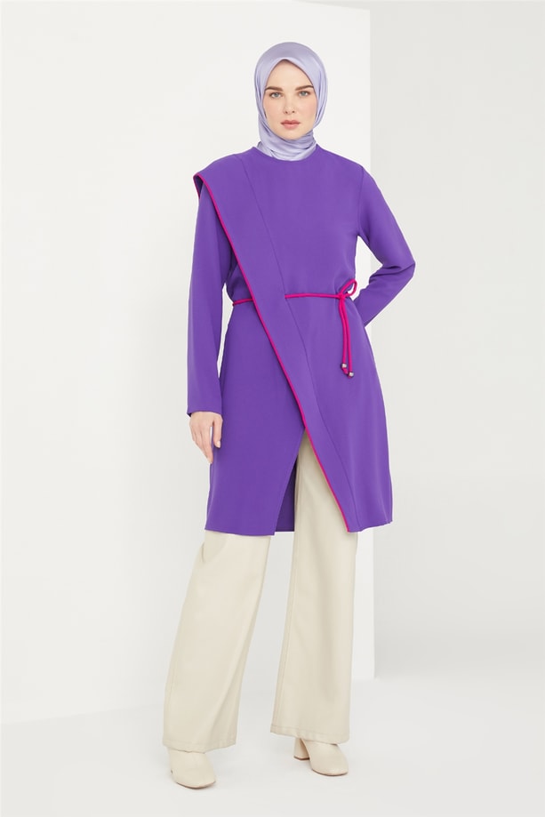 Armine Şerit Biye Detaylı Tunik 21K4539 Ametist