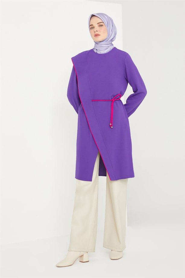 Armine Şerit Biye Detaylı Tunik 21K4539 Ametist