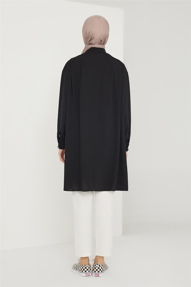 Armine Pileli Tunik 21K4552 Siyah