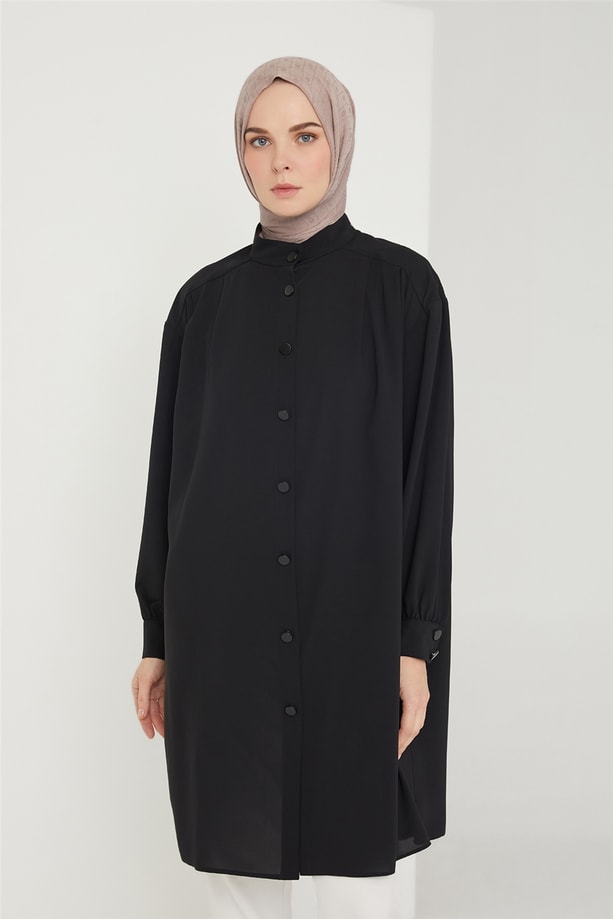 Armine Pileli Tunik 21K4552 Siyah