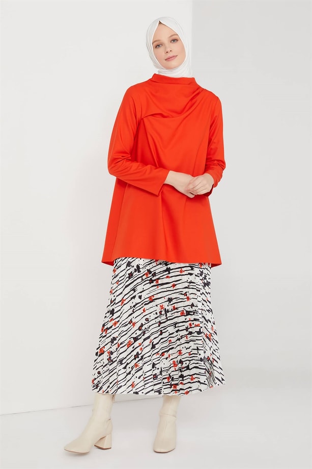 Armine Omuz Detaylı Tunik 21KS4556 Oranj
