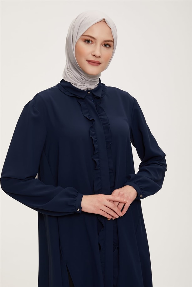 Armine Fırfır Detaylı Tunik 21KP4557 Lacivert