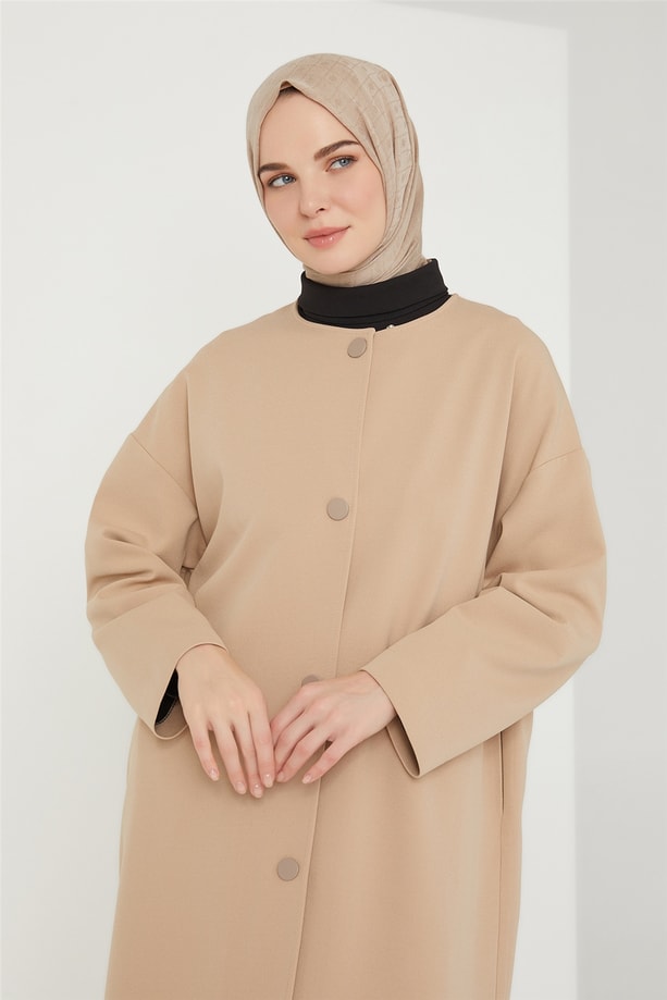Armine Etek Ucu Pensli İçi Renkli telalı Hırka 21K5508 Kum