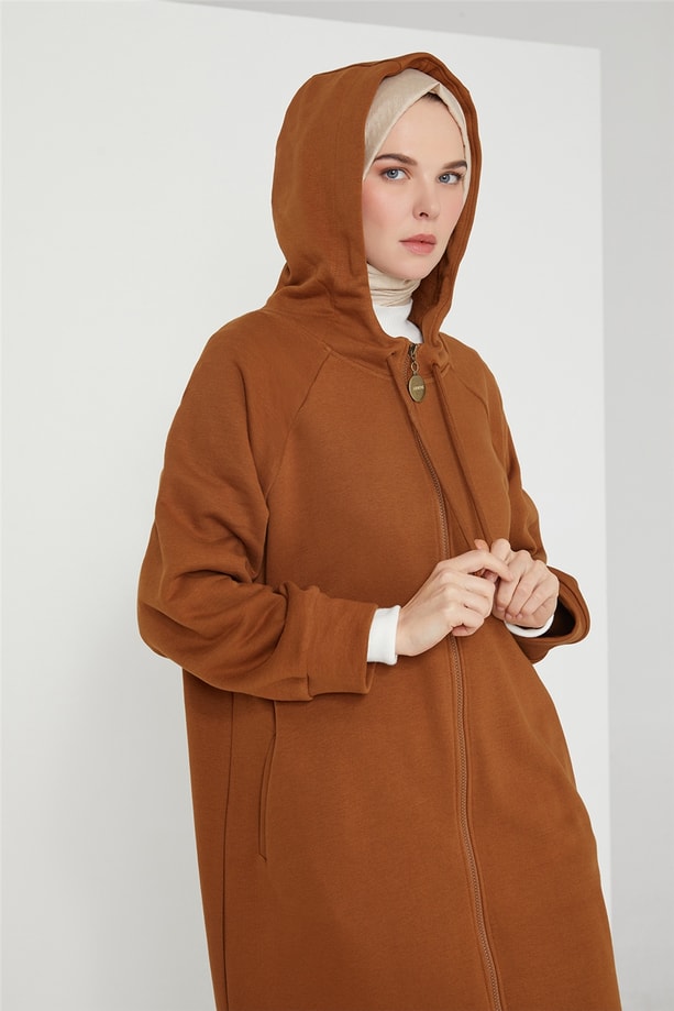 Armine Kapişonlu Hırka 21K5510 Badem