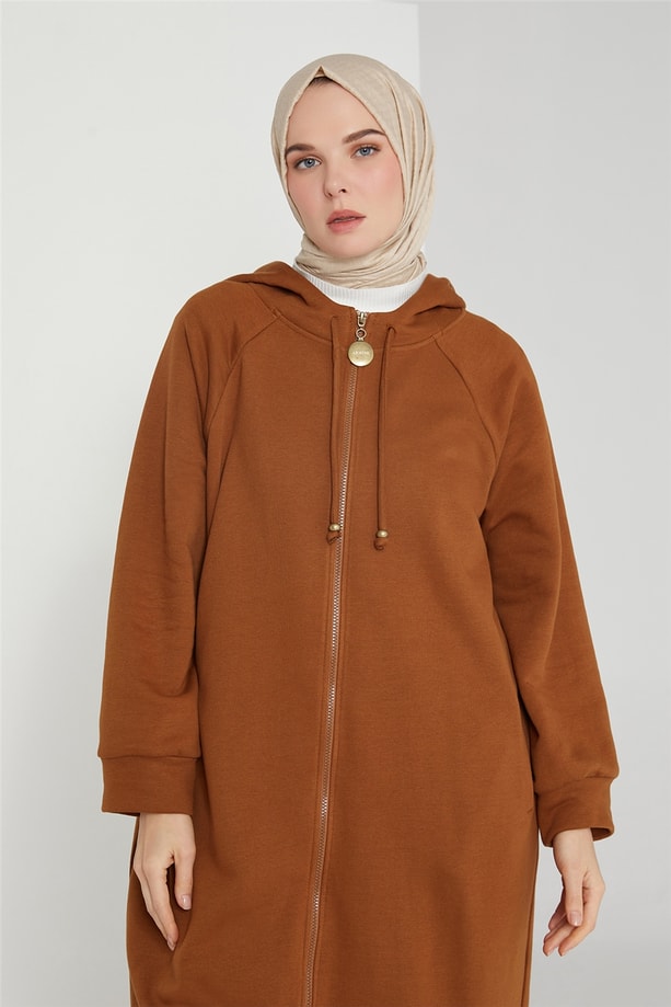 Armine Kapişonlu Hırka 21K5510 Badem
