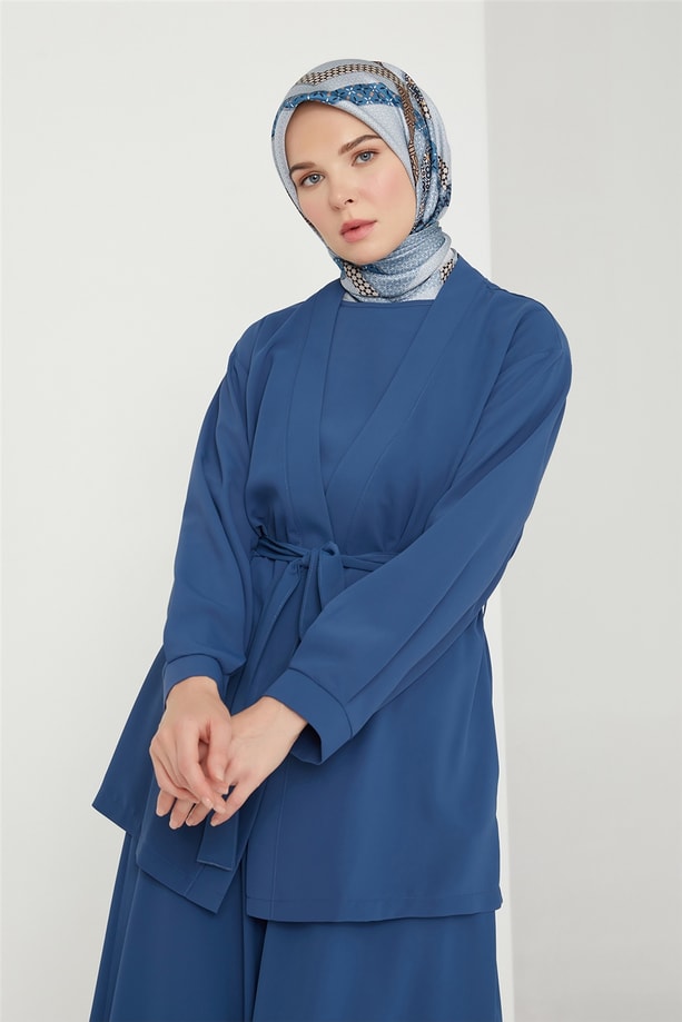 Armine Pile Detaylı Kimono Takım 21K6305 Okyanus