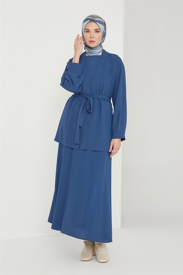Armine Pile Detaylı Kimono Takım 21K6305 Okyanus