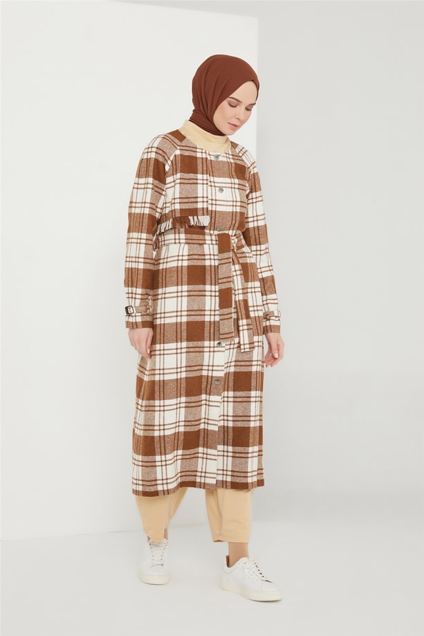Armine Püküllü Ekose Kap 21K7306 Camel