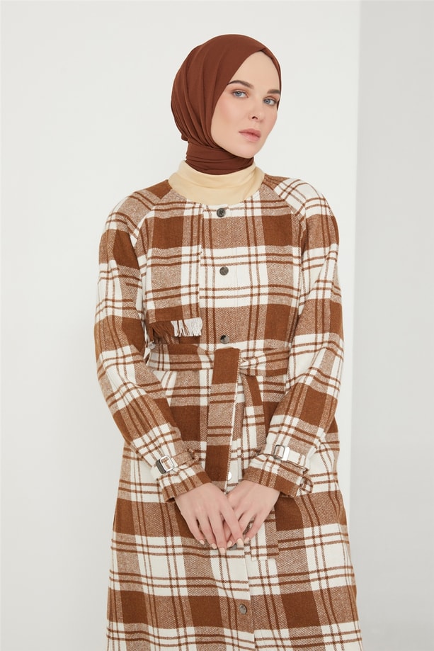 Armine Püküllü Ekose Kap 21K7306 Camel