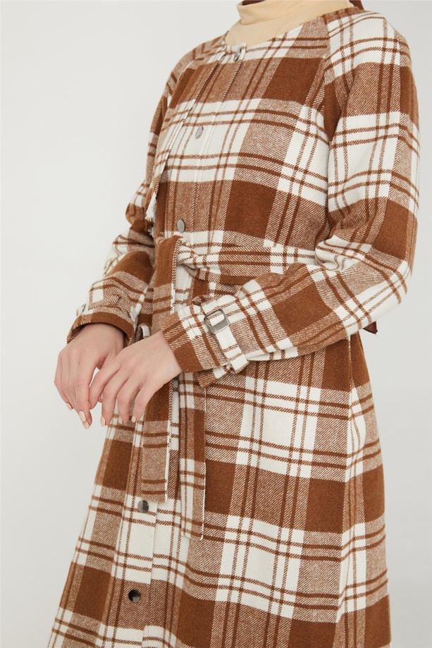 Armine Püküllü Ekose Kap 21K7306 Camel