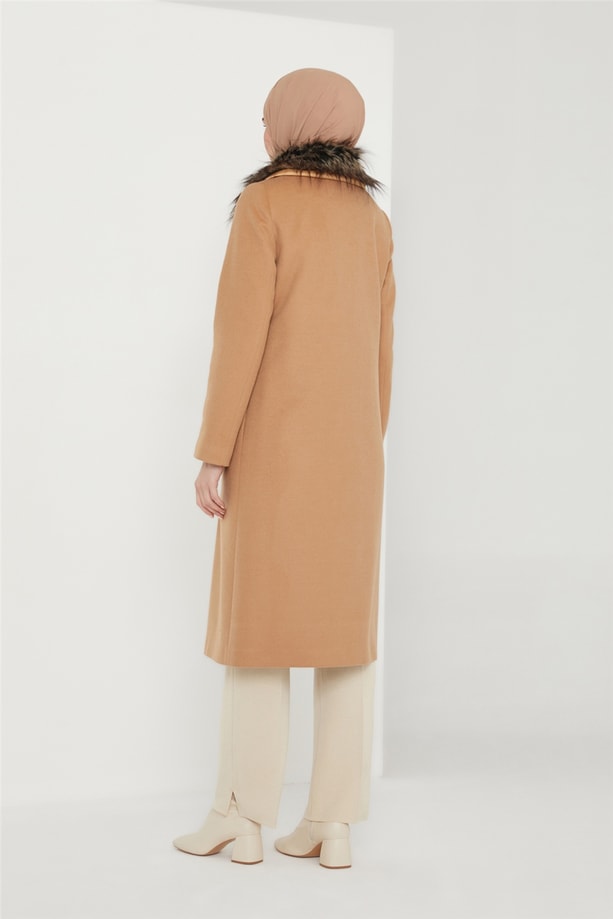 Armine Seyyar Kürklü Kaban 21K7415 Camel
