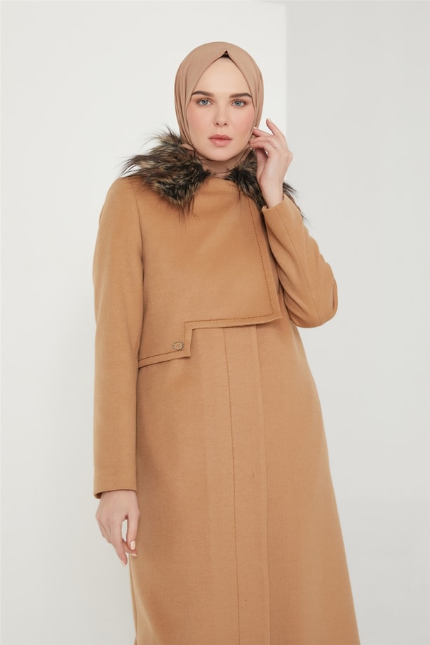 Armine Seyyar Kürklü Kaban 21K7415 Camel