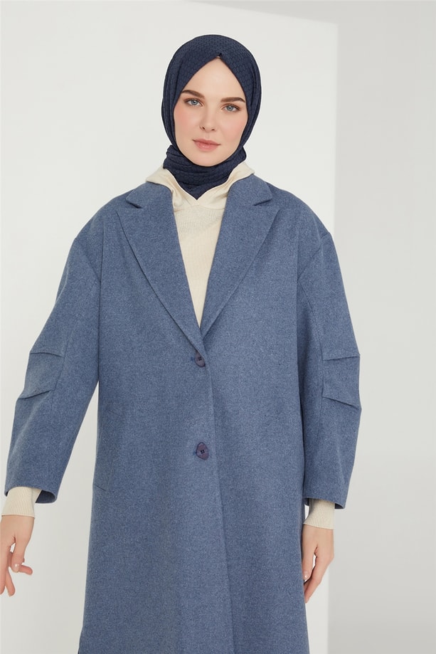 Armine Kolu Pileli Kap 21K7420 Gri Mavi