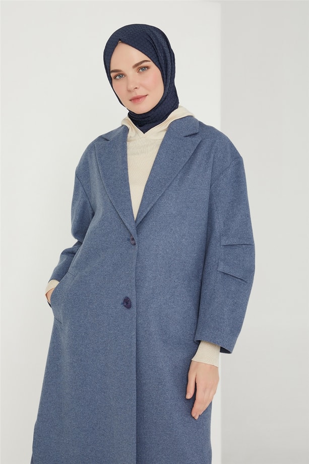 Armine Kolu Pileli Kap 21K7420 Gri Mavi