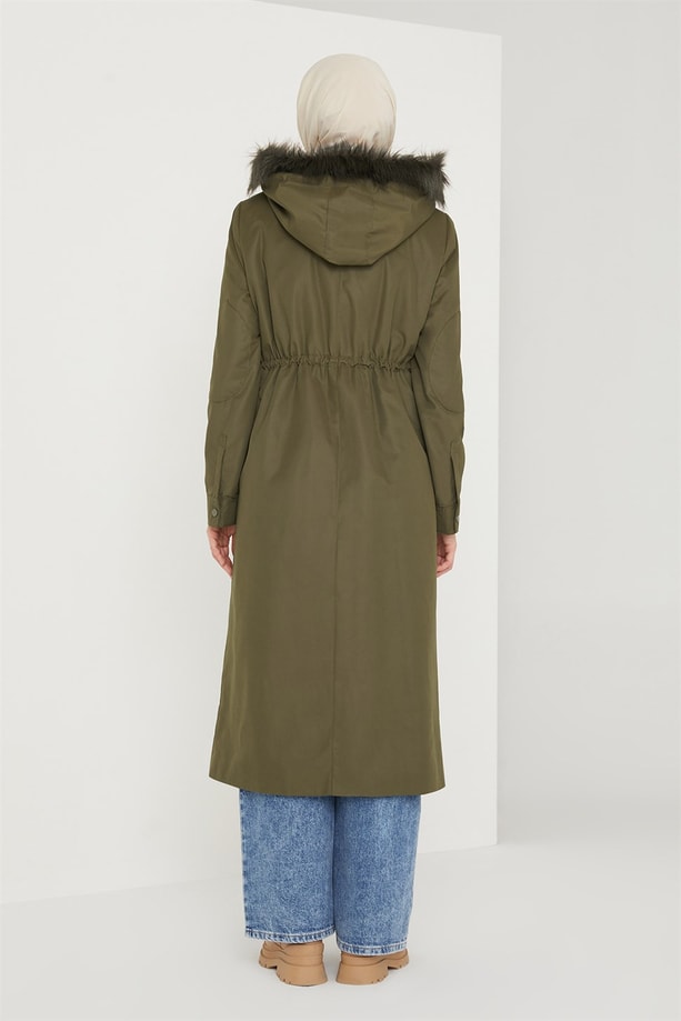 Armine Seyyar Kürklü ve Peluşlu Parka 21K7423 Haki
