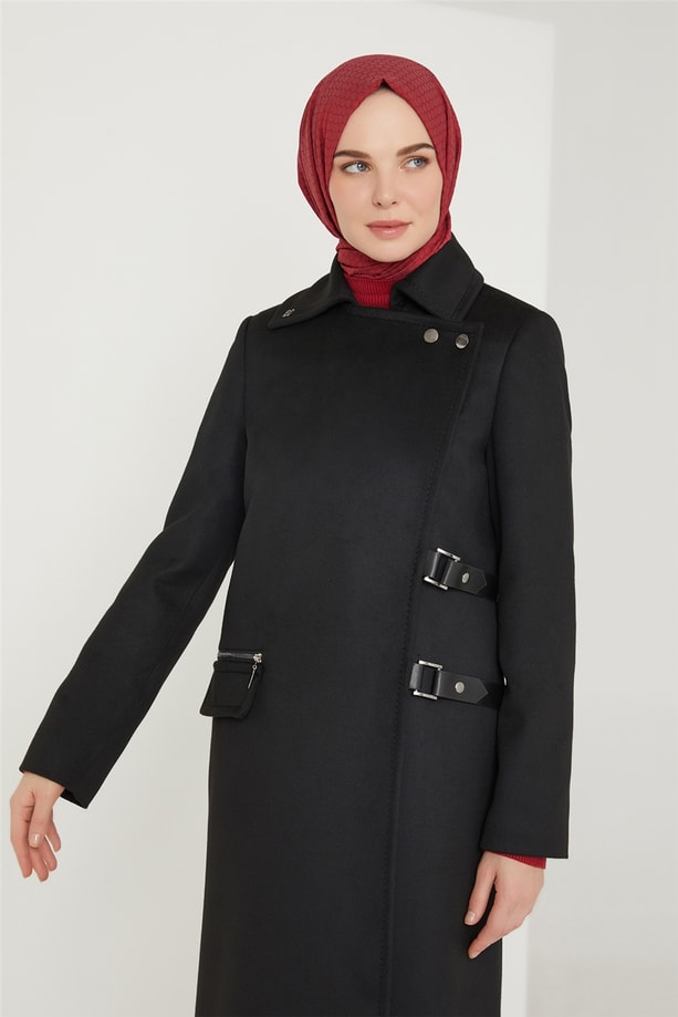 Armine Toka Detaylı Manto 21K8702 Siyah