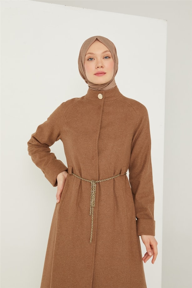 Armine Zincir Detaylı Manto 21K8710 Camel
