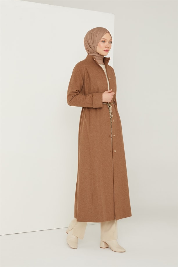 Armine Zincir Detaylı Manto 21K8710 Camel