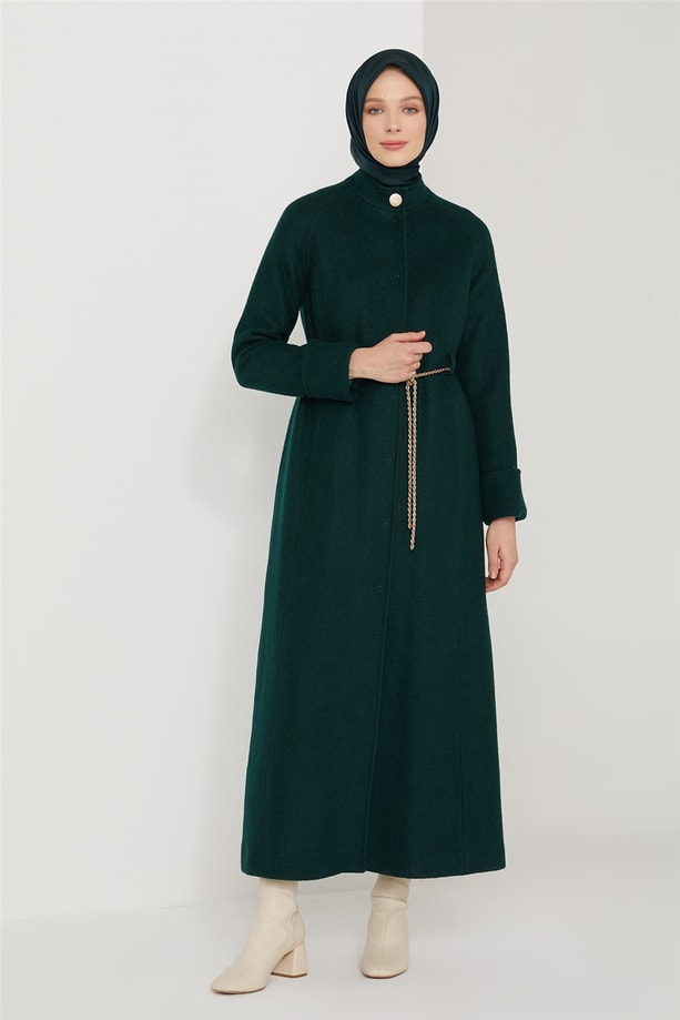 Armine Zincir Detaylı Manto 21K8710 Yosun