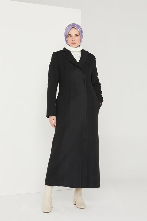 Armine Slim Pensli Klasik Kaban 21K7405 Siyah