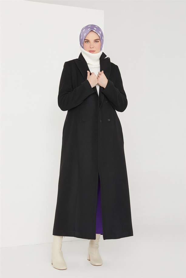 Armine Slim Pensli Klasik Kaban 21K7405 Siyah