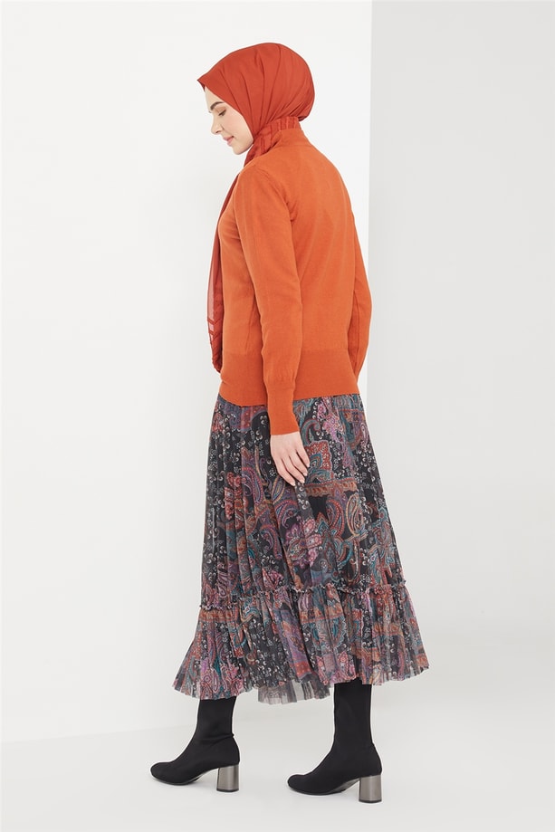 Armine Yarım Balıkçı Kazak 21KD9030 Kiremit