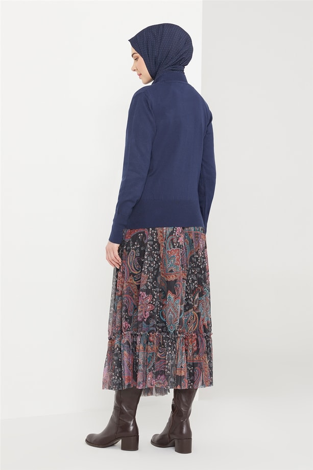 Armine Yarım Balıkçı Kazak 21KD9030 Lacivert