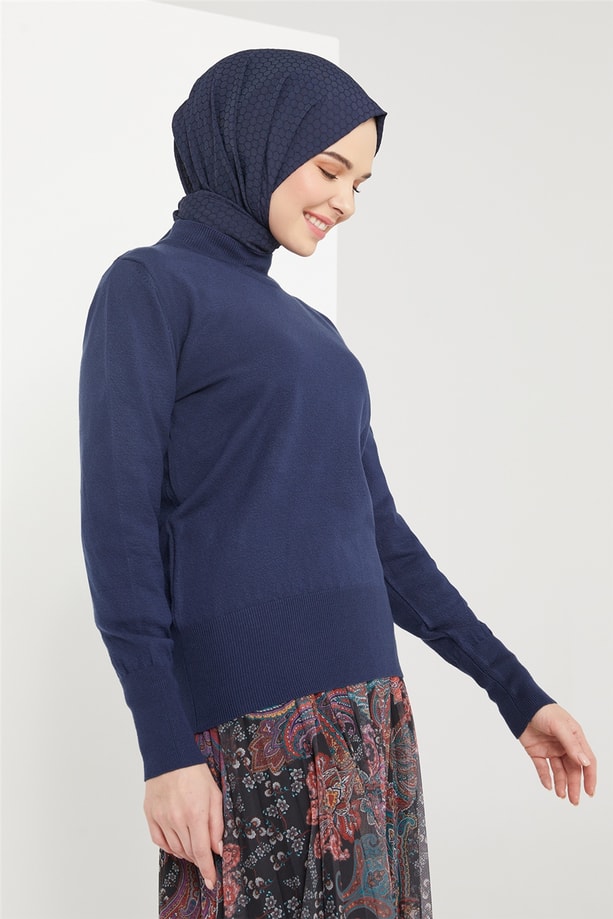 Armine Yarım Balıkçı Kazak 21KD9030 Lacivert
