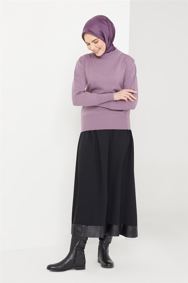 Armine Yarım Balıkçı Kazak 21KD9030 Lila