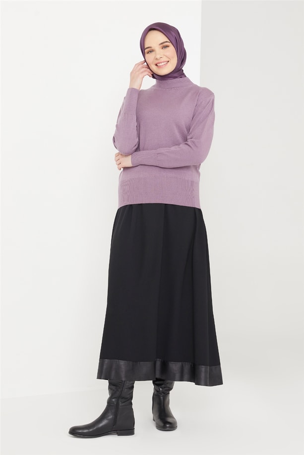 Armine Yarım Balıkçı Kazak 21KD9030 Lila