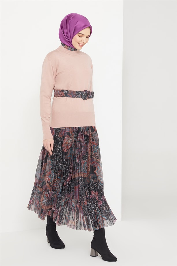 Armine Yarım Balıkçı Kazak 21KD9030 Pudra