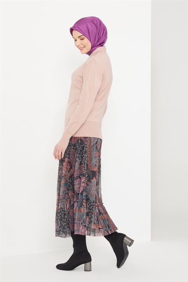 Armine Yarım Balıkçı Kazak 21KD9030 Pudra