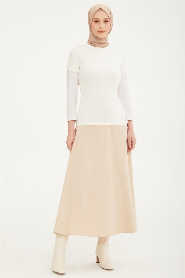 Armine Kısa Kol Badi 21KD9037 Ekru