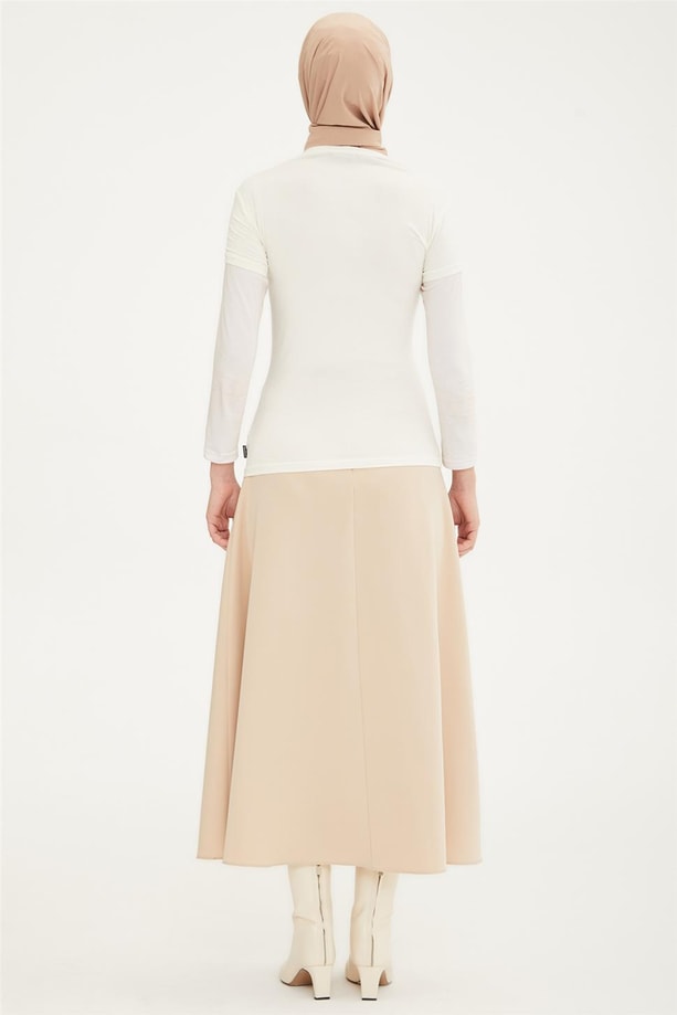 Armine Kısa Kol Badi 21KD9037 Ekru