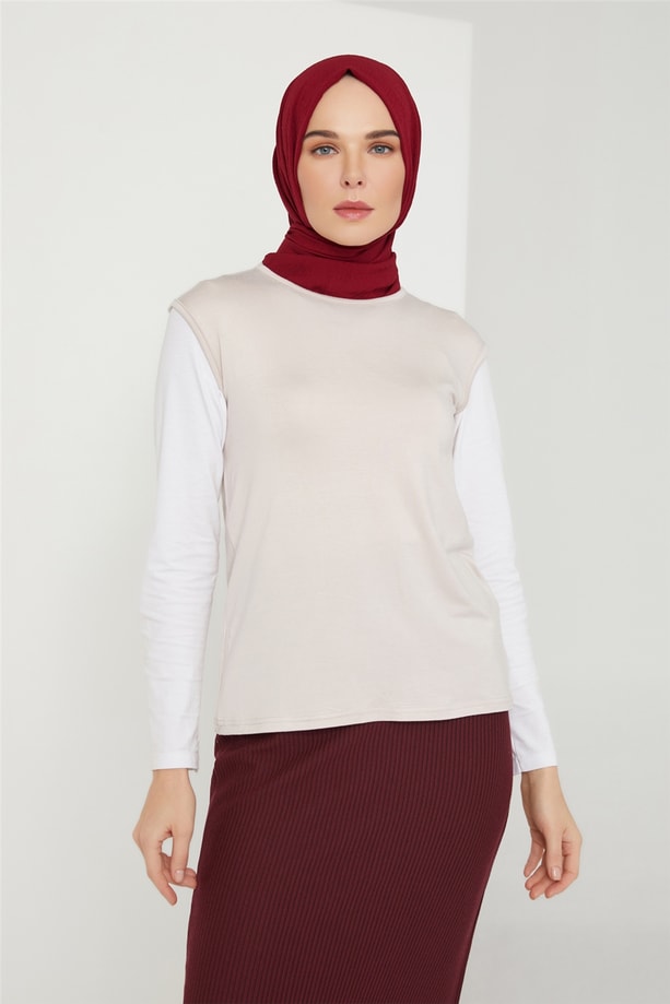 Armine Sıfır Kol Badi 21KD9038 Bej