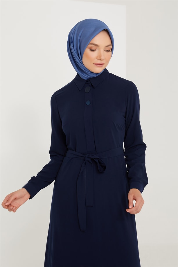 Armine Altı Büzgülü Elbise 21K9301 Lacivert