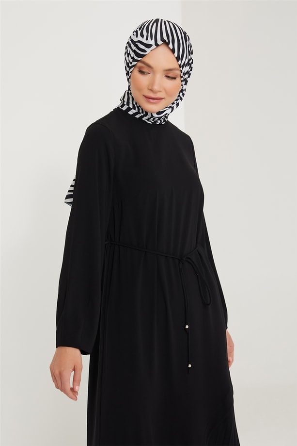 Armine Asimetrik Pliseli Elbise 21K9302 Siyah
