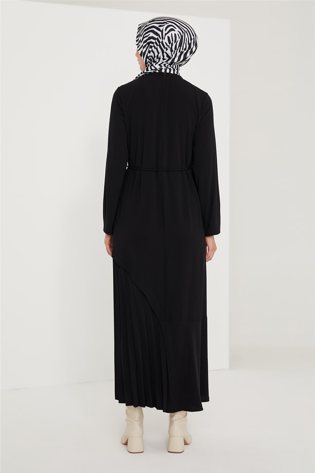 Armine Asimetrik Pliseli Elbise 21K9302 Siyah