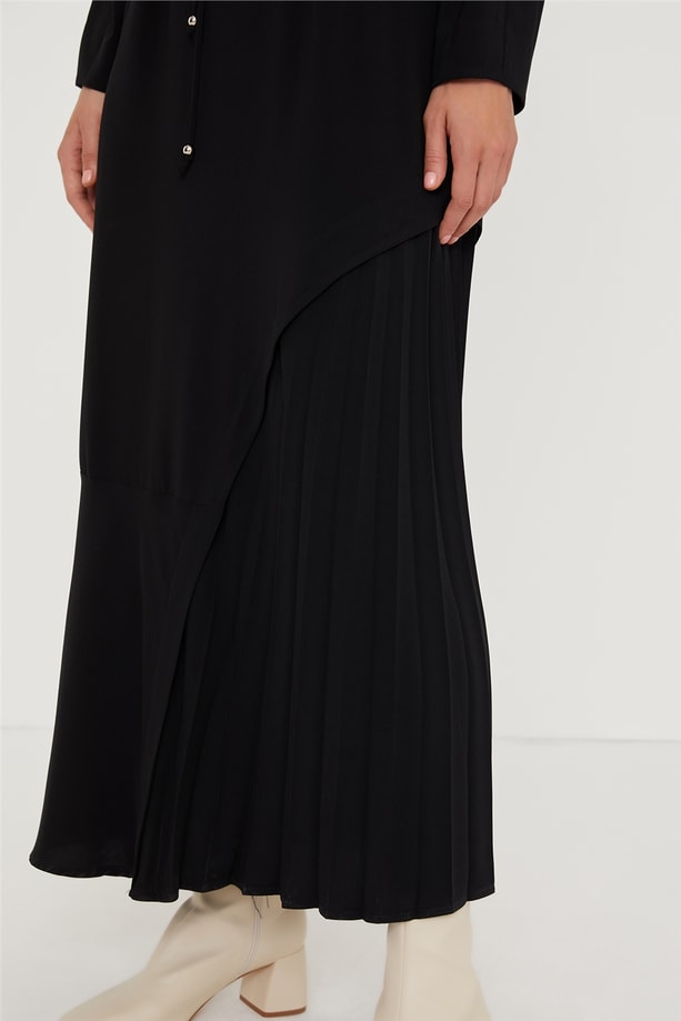 Armine Asimetrik Pliseli Elbise 21K9302 Siyah